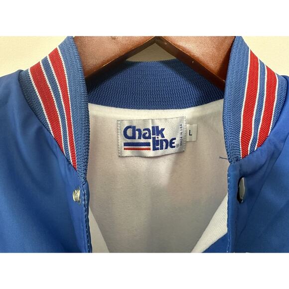 Vintage New York Giants Chalk Line Fanimation Satin Bomber Jacket Large 90s NFL - Picture 4 of 7